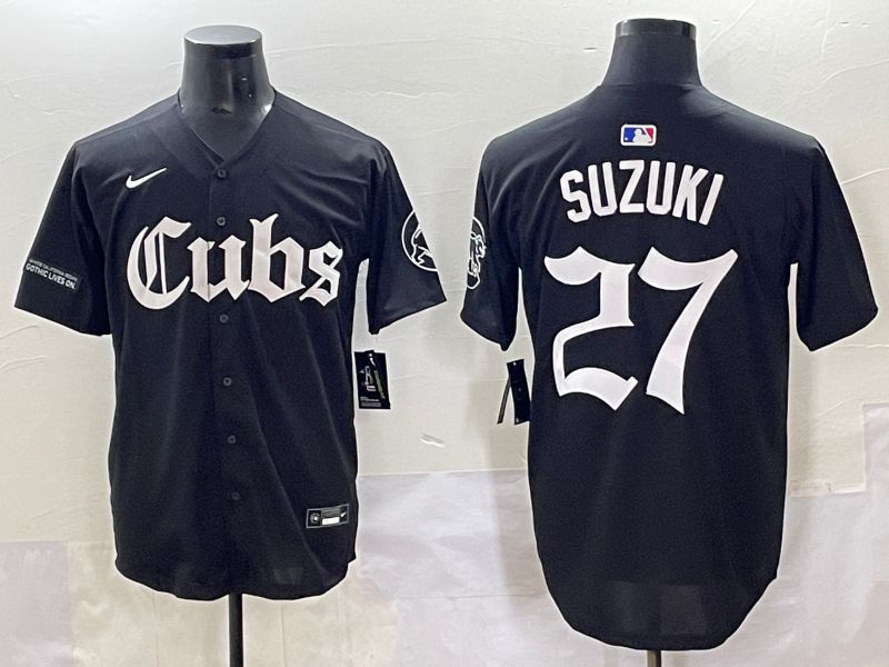 Men 2025 Chicago Cubs #27 Suzuki Black Five generations Joint Name Nike MLB Jersey style 13->chicago cubs->MLB Jersey